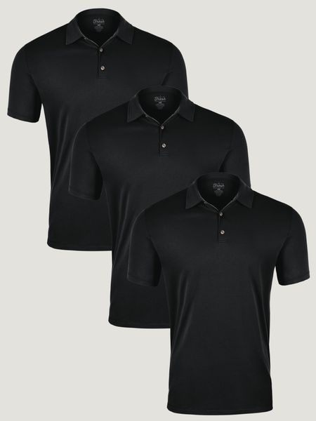 All Black Tall Polo 3-Pack Ghost Mannequin | Fresh Clean Threads